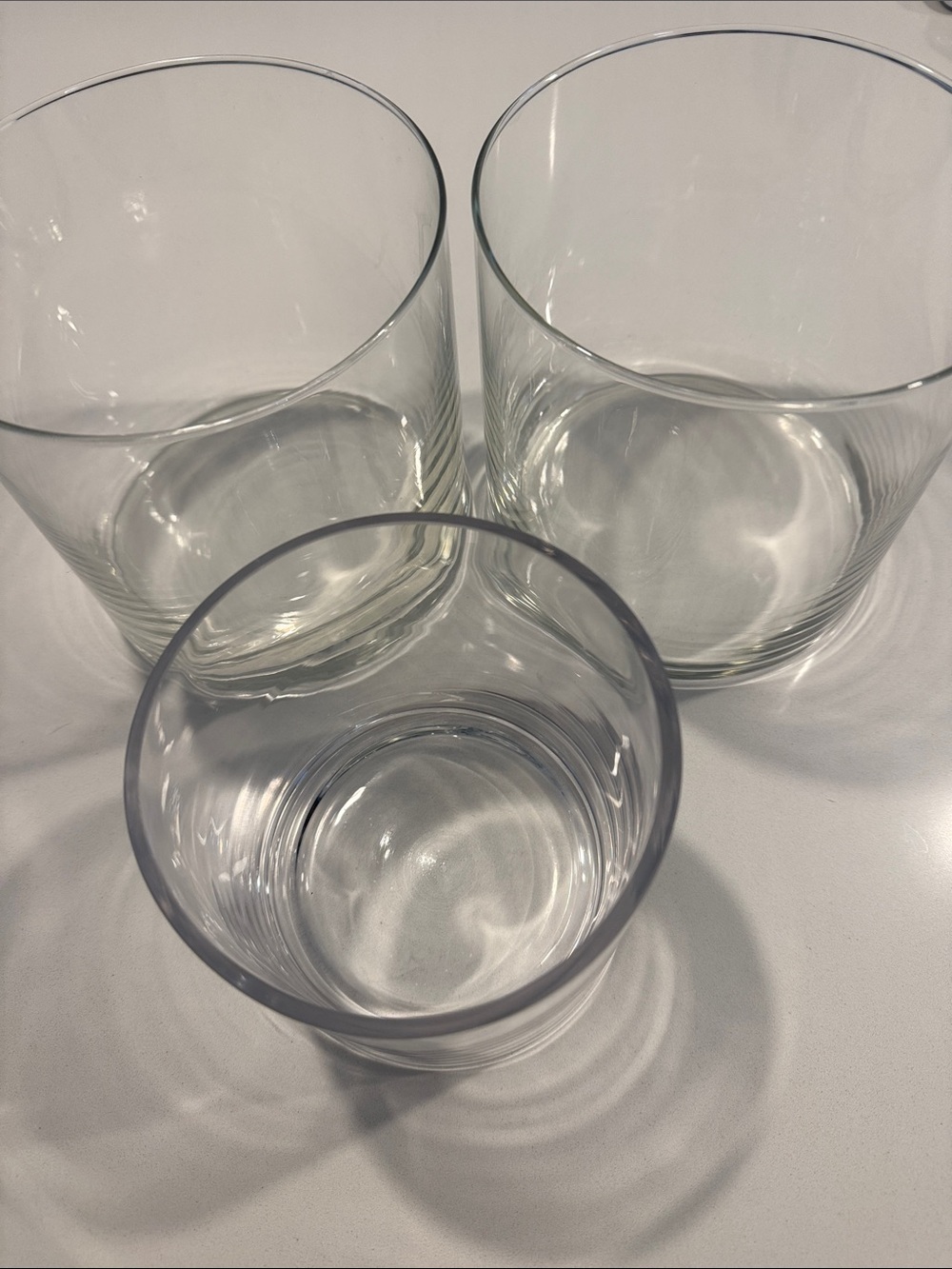Set of 3 Clear Glass Wide Vases